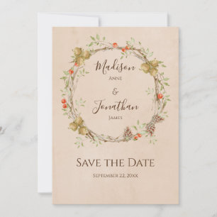 Reserva La Fecha Romántica escritura floral Wreath Fall Wedding
