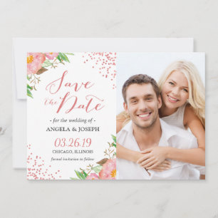 Reserva La Fecha Romántica foto de confeti floral rosa salva la fec