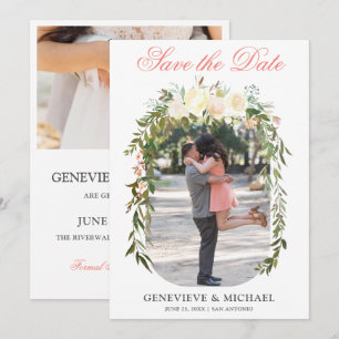 Reserva La Fecha Romántica Llanura De Arco Floral Boho Guardar La T