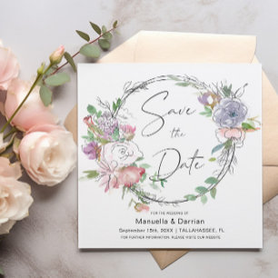 Reserva La Fecha Romántica plaza floral morada rosada salva la fech