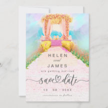 Romántico Arco Floral Acuarela Save the Date 