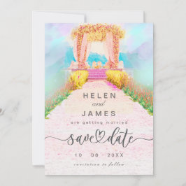 Reserva La Fecha Romántico Arco Floral Acuarela Save the Date 