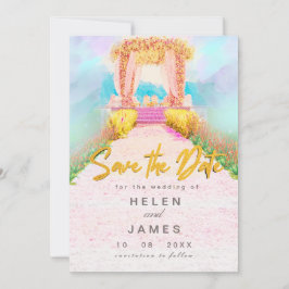 Reserva La Fecha Romántico Arco Floral Acuarela Save the Date 