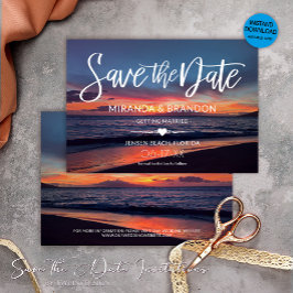Reserva La Fecha Romántico Blue Sunset Summer Beach Wedding