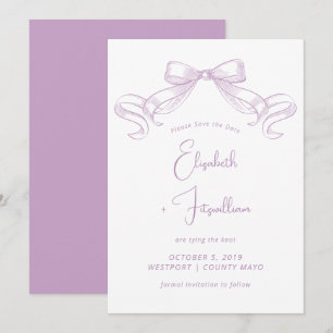 Reserva La Fecha Romántico Bow   Lilac Tie El Cuello