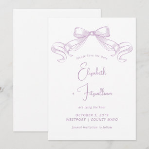 Reserva La Fecha Romántico Bow Lilac Tie El Cuello