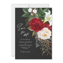 Romántico floral negro pergamino marfil Boda
