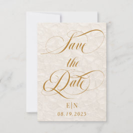 Reserva La Fecha Romántico minimalista beige dorado floral