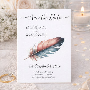Reserva La Fecha Romántico plumaje guardar la fecha boda boho