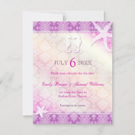 Reserva La Fecha Romántico Purple Beach Wedding Save the Date