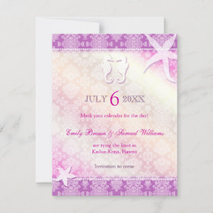 Reserva La Fecha Romántico Purple Beach Wedding Save the Date