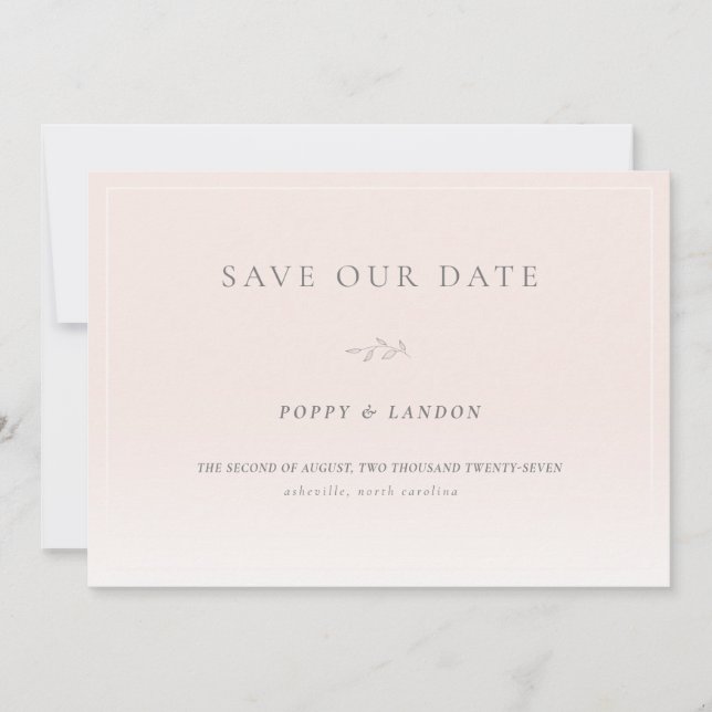 Reserva La Fecha Romántico Rubor Pink Save The Date Card (Anverso)