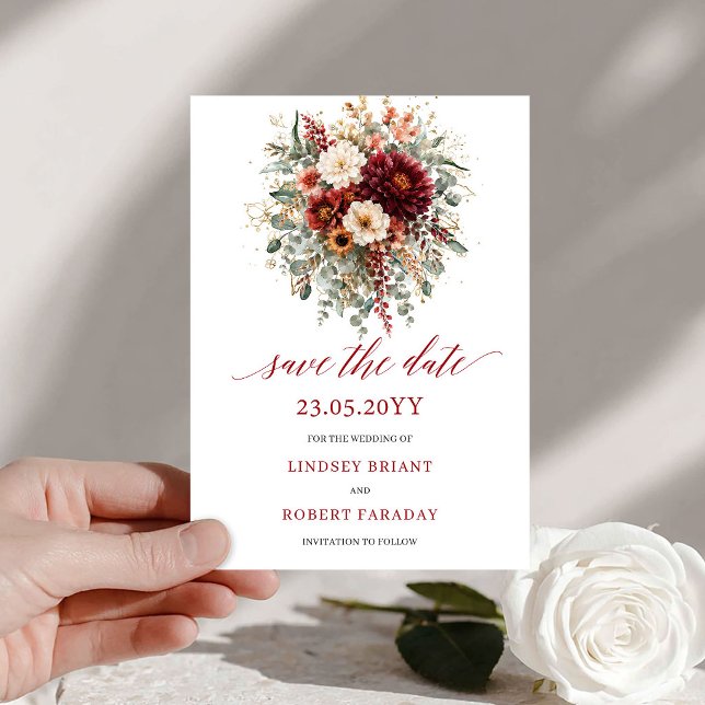 Reserva La Fecha Romántico Terracota Boho Dorado Salva La Fecha (Romantic Terracotta Boho Gold Save The Date

)