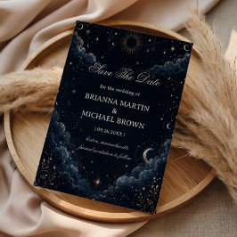 Reserva La Fecha Romántico Vintage Celestial Medianoche