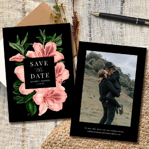 Reserva La Fecha Romántico Vintage Floral Rosa Beige Negro Boda