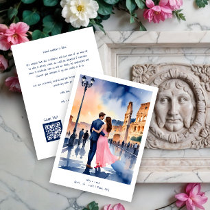 Reserva La Fecha Rome Coliseum Colorful Cityscape Wedding Couple