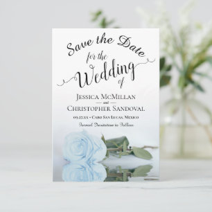 Reserva La Fecha Rosa azul turbio reflectante Boda romántico