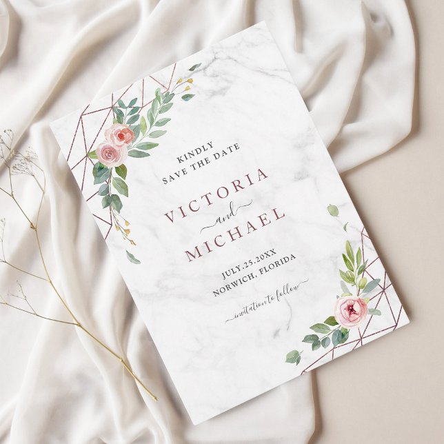 Reserva La Fecha Rosa Bohemio Oro acuarela Floral Boda rosa (Subido por el creador)