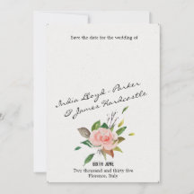 Rosa de acuarela y boda floral follaje