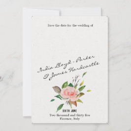 Reserva La Fecha Rosa de acuarela y boda floral follaje