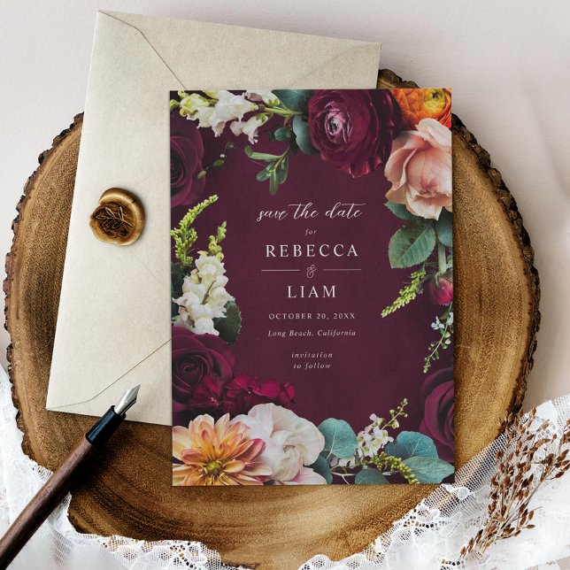 Reserva La Fecha Rosa de Borgoña Ranunculus Boda (Subido por el creador)