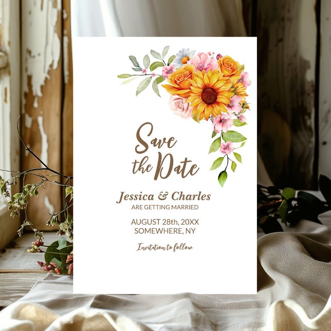 Reserva La Fecha Rosa de girasol Boda floral (Subido por el creador)