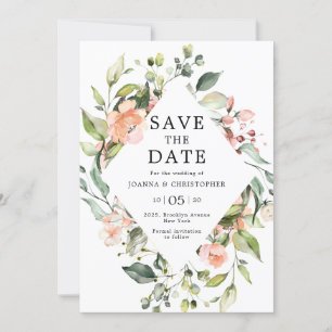 Reserva La Fecha Rosa de Rubor rosa Pastel Boda Botánico Floral