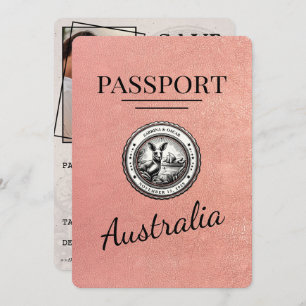 Reserva La Fecha Rosa Gold Australia Passport Save the Date