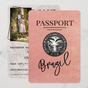 Reserva La Fecha Rosa Gold Brazil Passport Guardar la fecha
