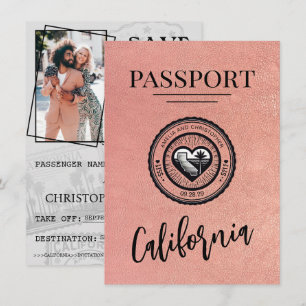 Reserva La Fecha Rosa Gold California Passport Guardar la fecha