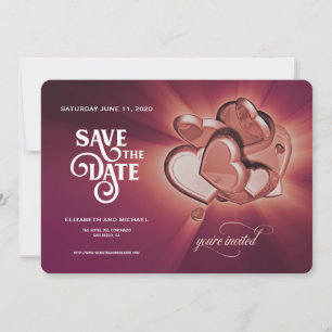 Reserva La Fecha Rosa Gold Hearts Guardar La Fecha (Versión 3)