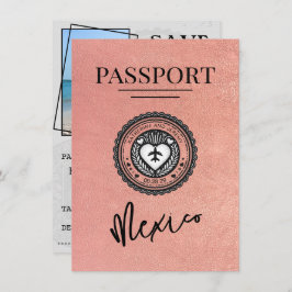 Reserva La Fecha Rosa Gold Mexico Passport Save the Date