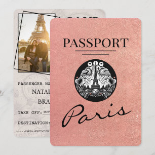 Reserva La Fecha Rosa Gold Paris Passport Guardar la fecha