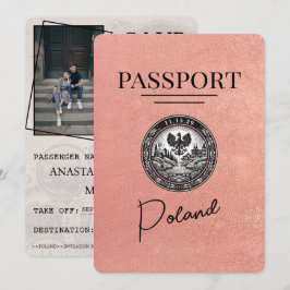 Reserva La Fecha Rosa Gold Polonia Passport Save the Date