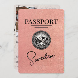 Reserva La Fecha Rosa Gold Suecia Passport Save the Date