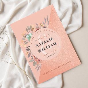 Reserva La Fecha Rosa Gold Watercolor Floral Glam Boda