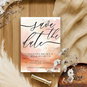 Reserva La Fecha Rosa moderno Boda acuático de oro