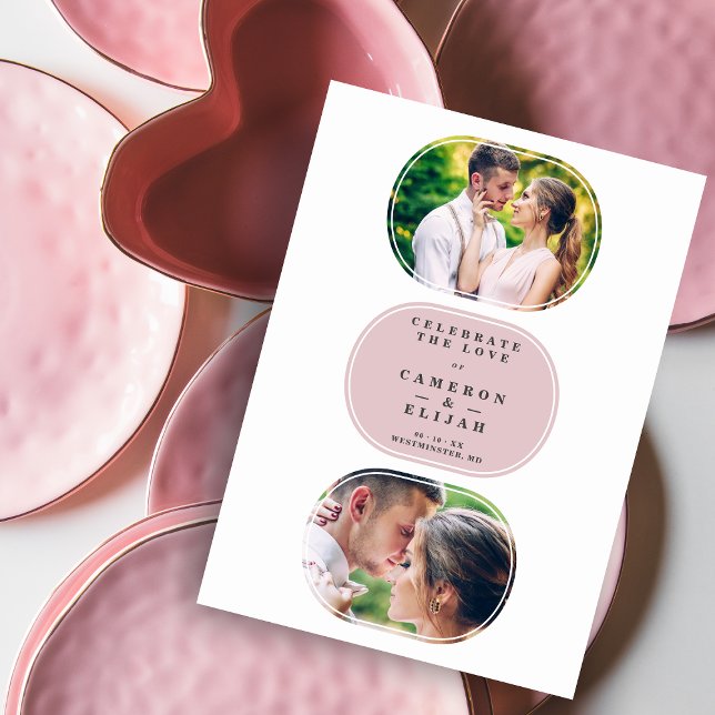 Reserva La Fecha Rosa Moderno Fancy Oval Boda 2 Multi Fotos (Subido por el creador)