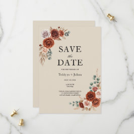 Reserva La Fecha Rosa Naranja Quemada y Pampas Grass Save the Date