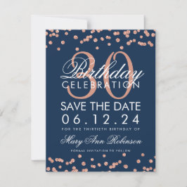 Reserva La Fecha Rosa Navy Blue Save Date Birthday Confetti