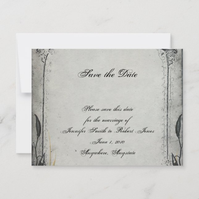 Reserva La Fecha Rosa negro gótico Trellis Wedding Save the Date (Anverso)