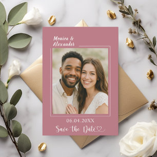 Reserva La Fecha Rosa oro marfil foto boda Save the Date