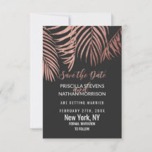 Rosa Oro Palm Tree Fronds Black Modern