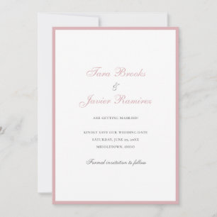 Reserva La Fecha Rosa Polvo Sencillo Rosa Formal Elegante Boda