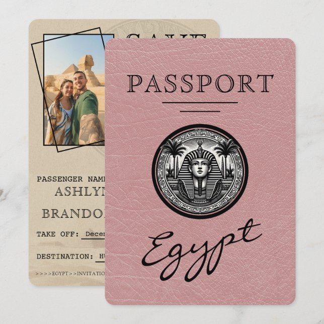 Reserva La Fecha Rosa Polvorienta Pasaporte de Egipto Ahorra la Fec (Anverso / Reverso)