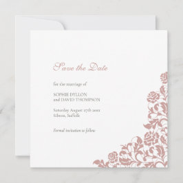 Reserva La Fecha Rosa polvoriento vintage Boda de plaza de encaje r