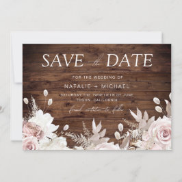 Reserva La Fecha Rosa polvoriento y Boda de Rubor de Boho floral rú