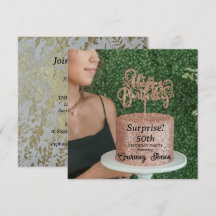 Rosa Purpurina de oro Pastel de cumpleaños 50 cump