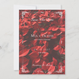 Reserva La Fecha Rosa Roja Romántica | Floral Elegante Personalizab