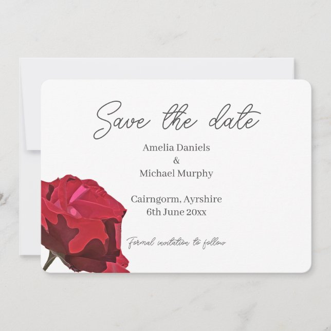 Reserva La Fecha Rosa Roja Save The Date (Anverso)